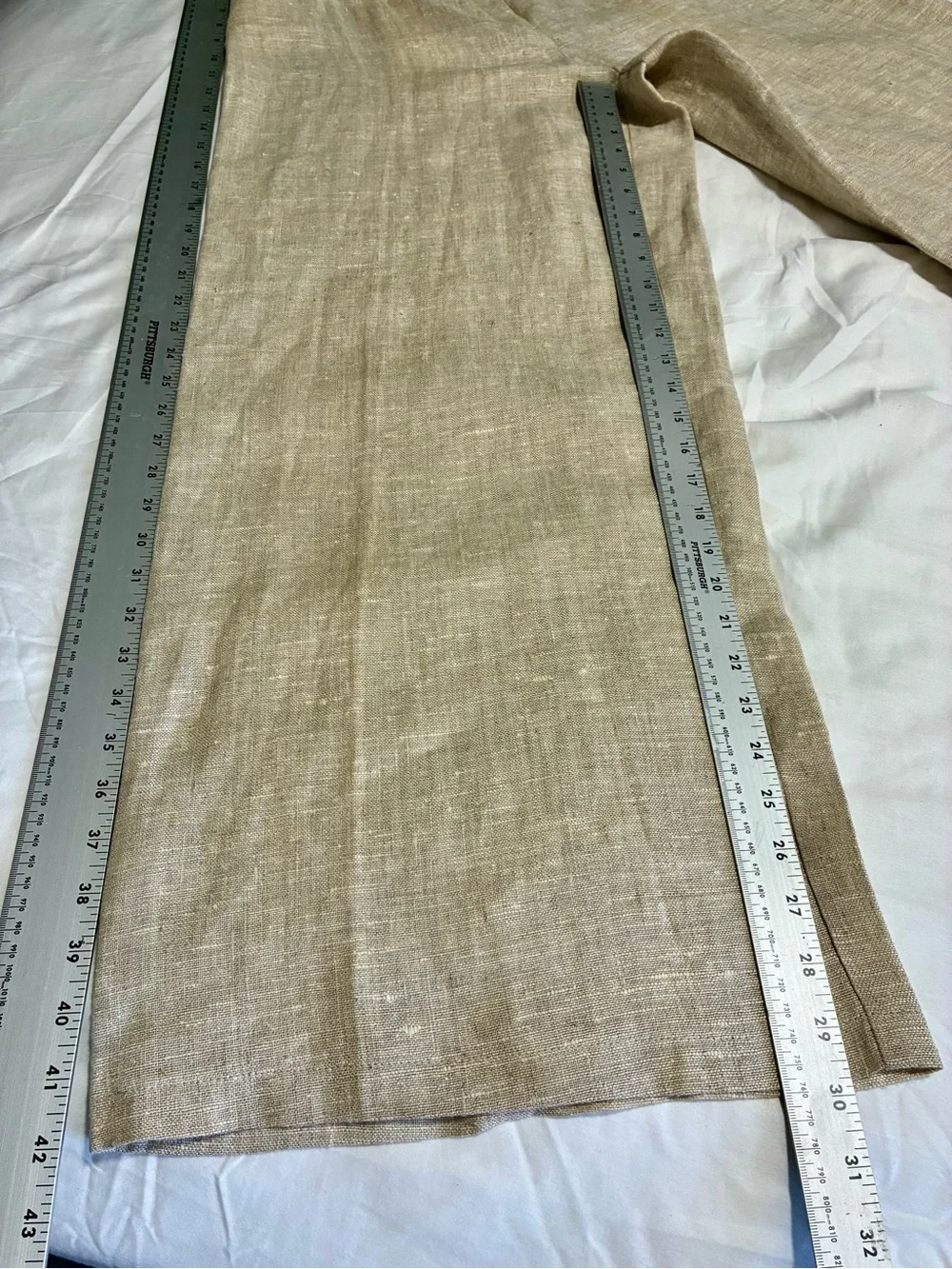VTG Bernard Holtzman 12 Natural 💯 Thick Linen Wide Leg Pants Quiet Luxury EUC